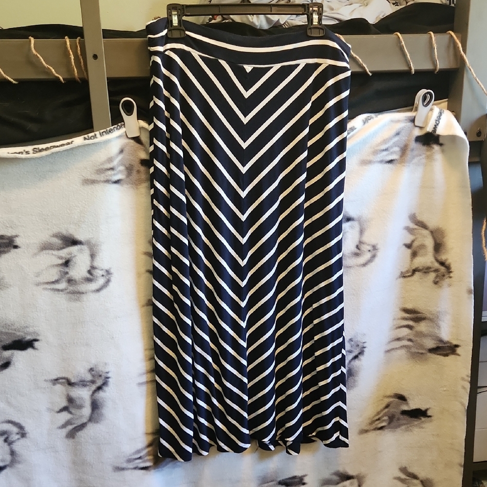 Laura Scott Black and White Maxi A-Line Skirt